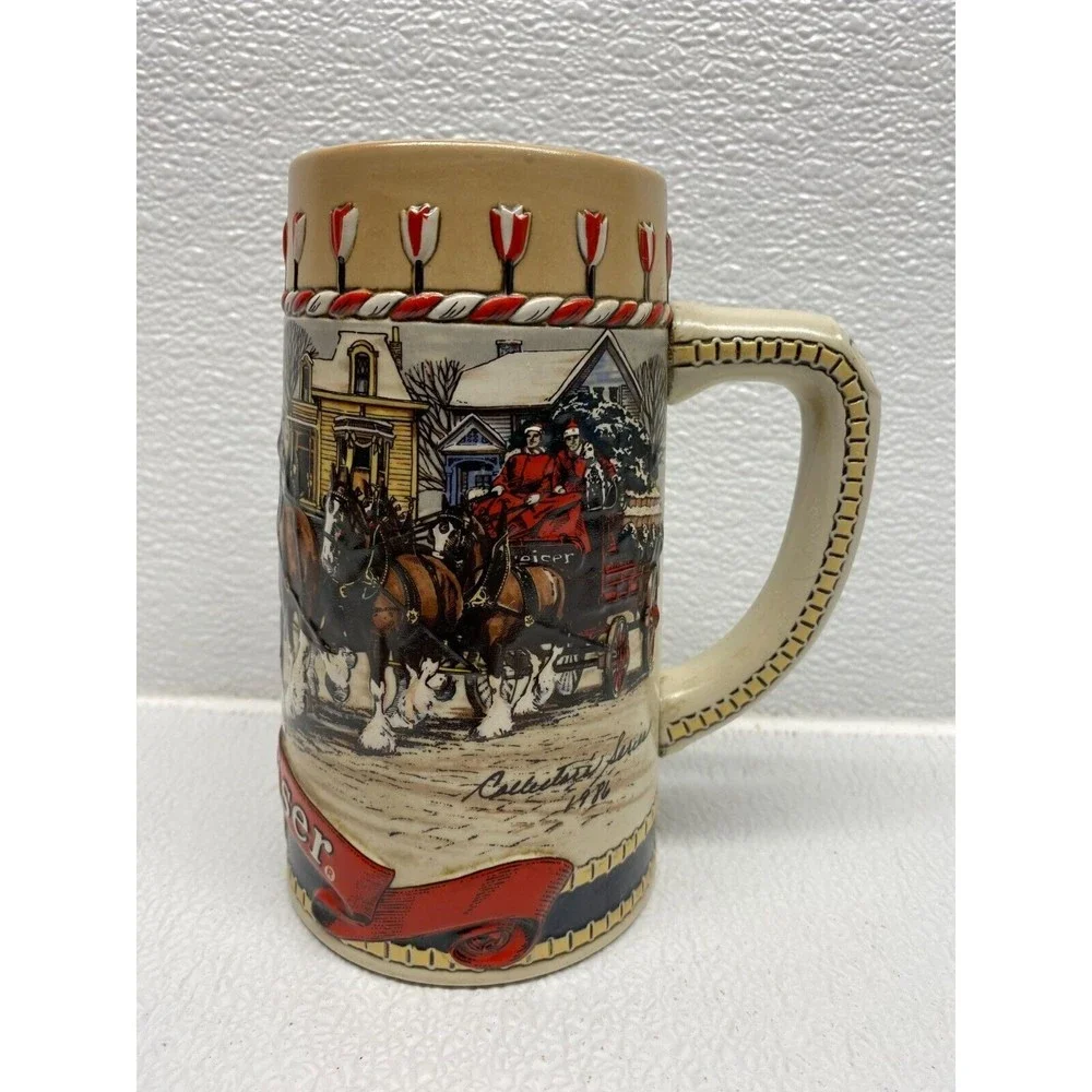 Vintage 1986 Budweiser Ceramarte B Series Beer Stain Ceramic Mug